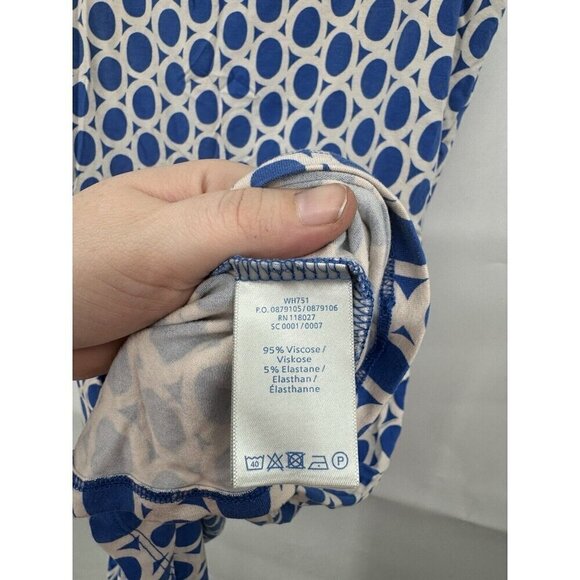 Boden Mini Dress Women 12 Blue Geometric Jersey Sleeveless Artsy Retro Funky - Picture 4 of 7